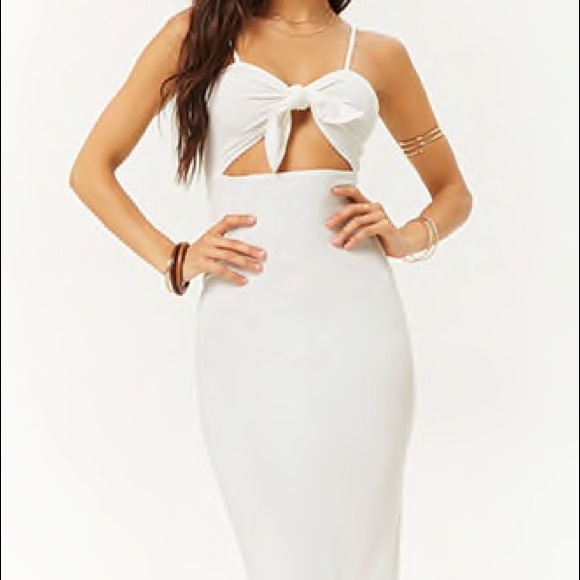 Forever 21 Dresses & Skirts - White Ribbed Knotted Dress